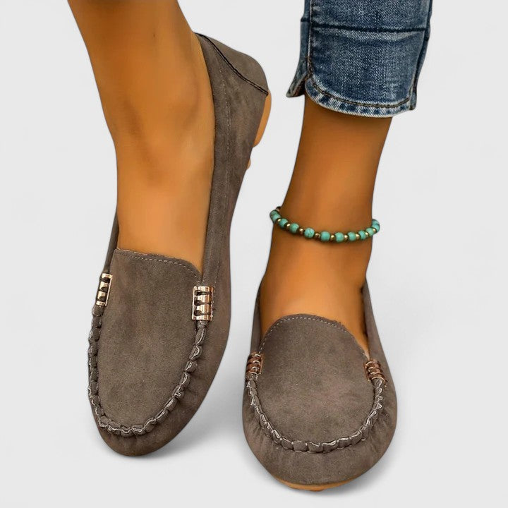Rubie | Damen Loafer Velours Slip-On Flache Schuhe Freizeitschuh
