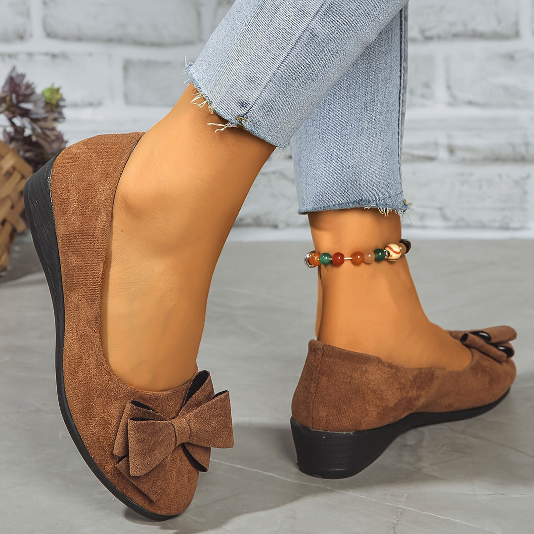 Zella | Damen Ballerinas mit Schleife Wildleder-Optik