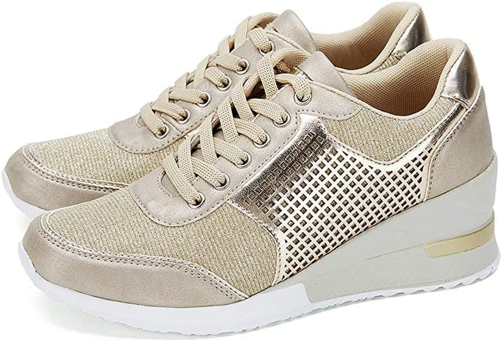 Kidda | Damen Sneaker Keilabsatz Schnürung Komfort Alltag