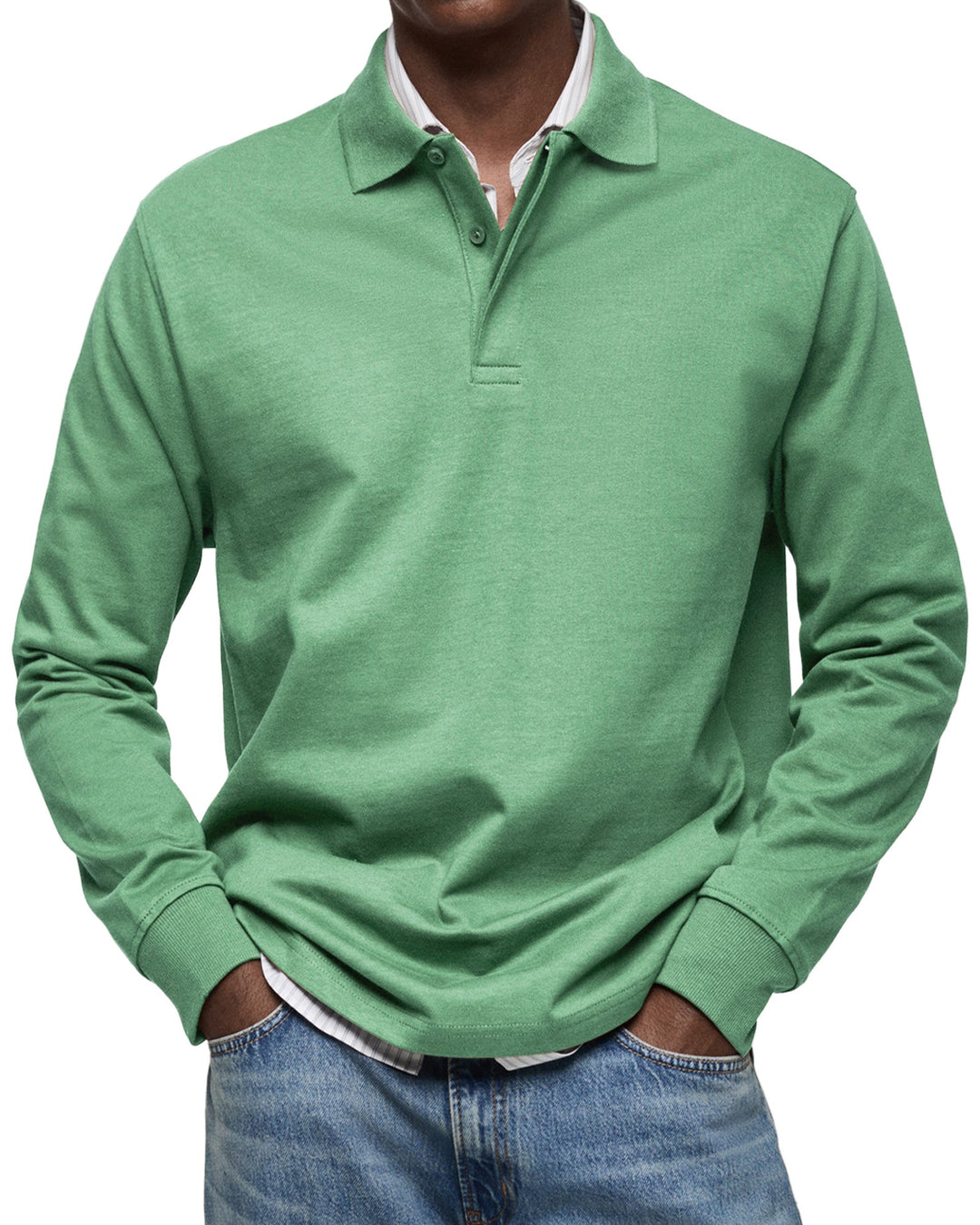 Ben | Herren Rugby Polo Sweatshirt Langarm Polokragen Anthrazit