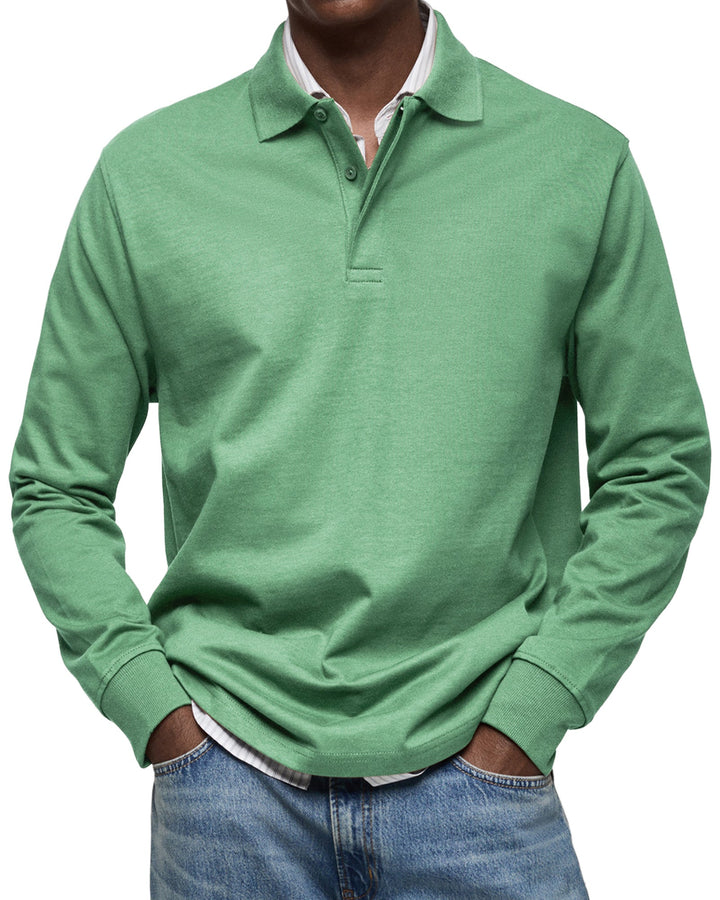 Ben | Herren Rugby Polo Sweatshirt Langarm Polokragen Anthrazit