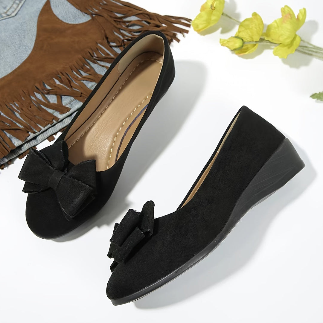 Zella | Damen Ballerinas mit Schleife Wildleder-Optik