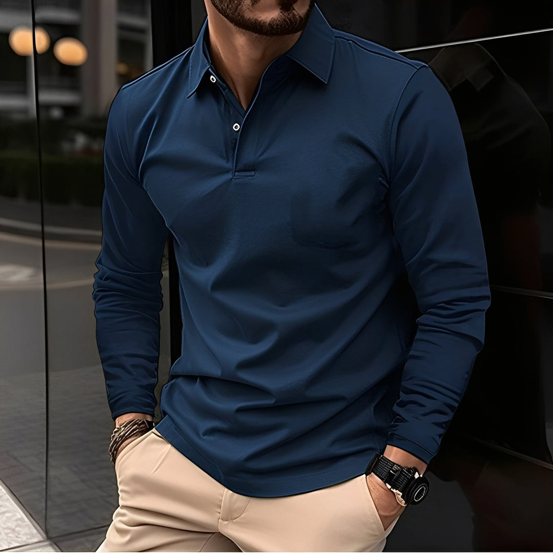 Colex | Herren Poloshirt Langarm Slim Fit Klassisches Polo