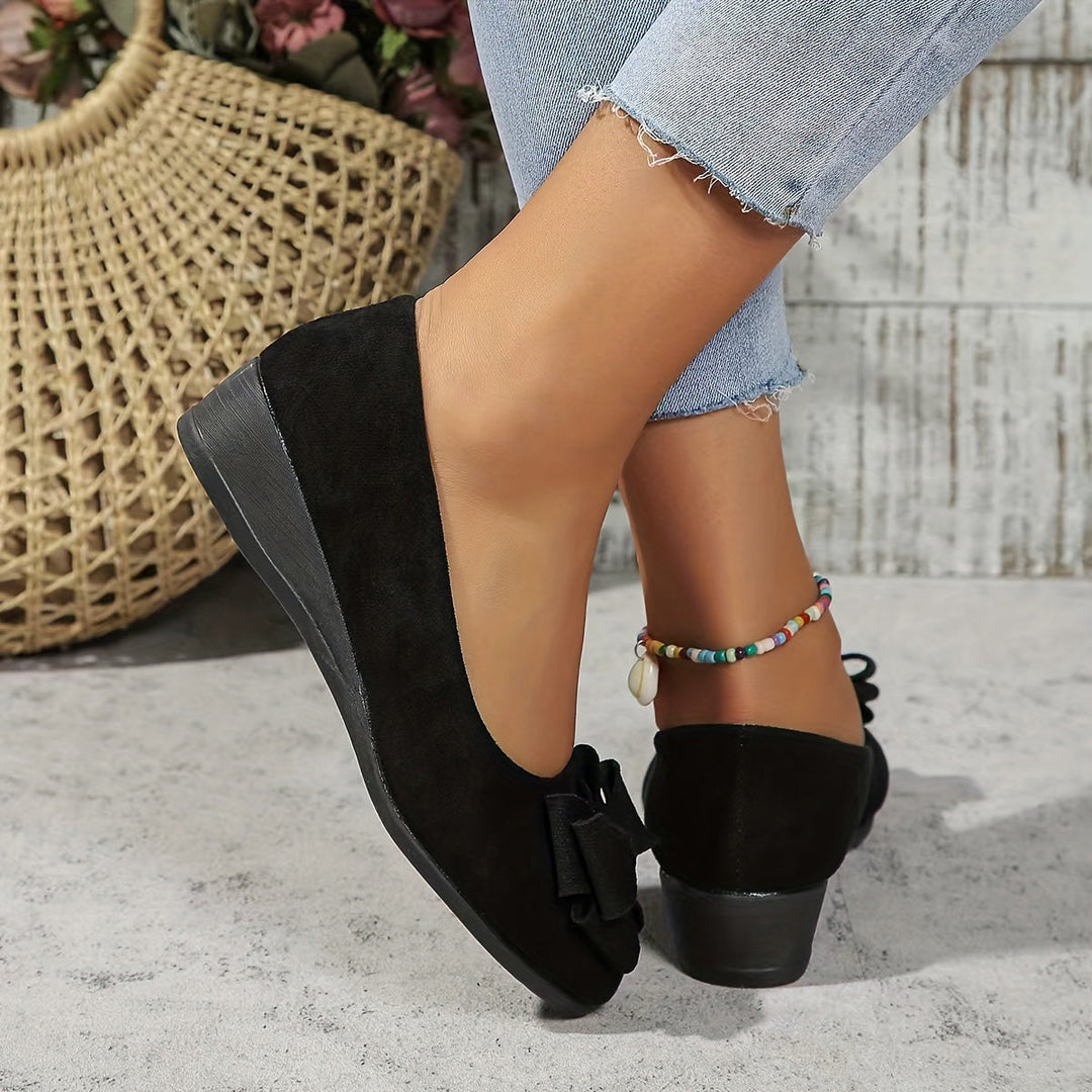Zella | Damen Ballerinas mit Schleife Wildleder-Optik