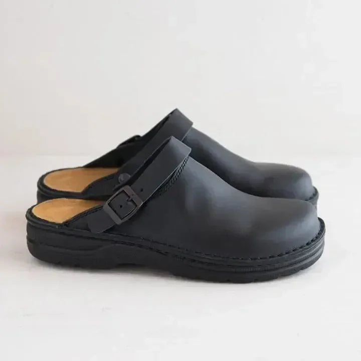 Bruno | Herren Clogs mit Schnalle Leder-Optik Hausschuhe