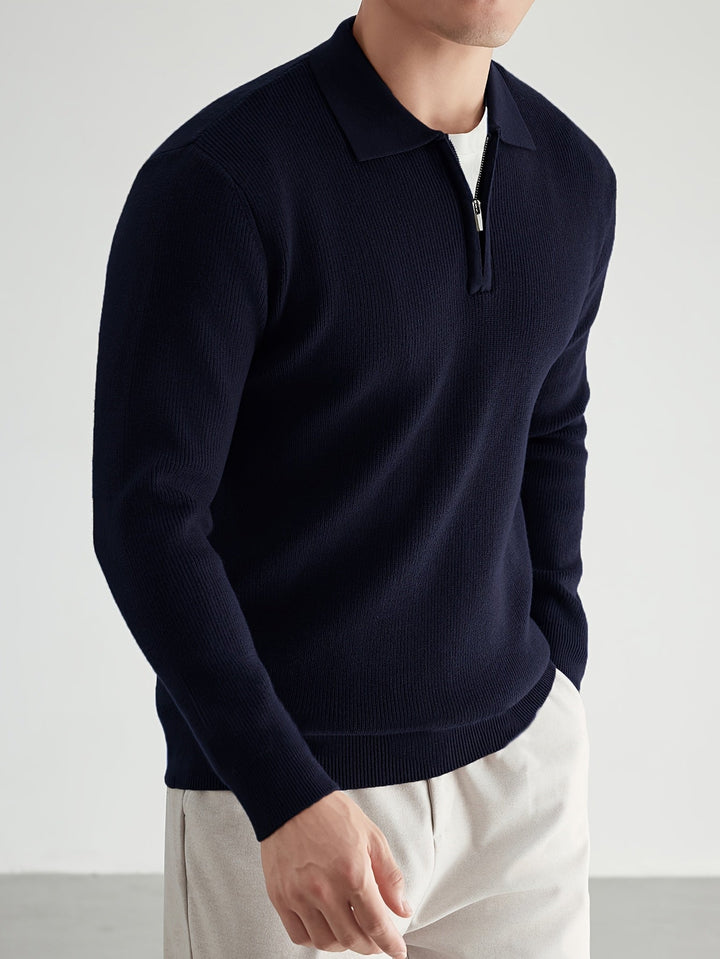 Grimwald | Herren Strickpullover Polokragen Reißverschluss - Black - Image 12
