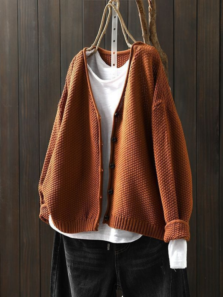 Feodora | Damen Strickjacke V-Ausschnitt Oversized