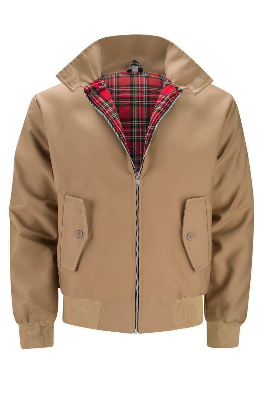 Rex | Herren Harrington Jacke Klassisch Zipper Tartan-Futter