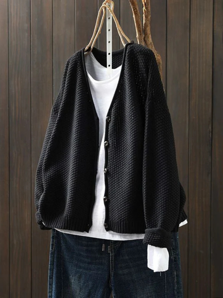Feodora | Damen Strickjacke V-Ausschnitt Oversized