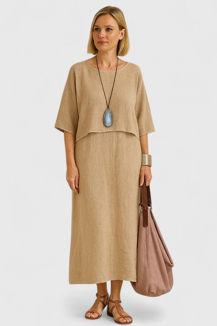 Sandy | Damen Zweiteiler Maxikleid mit Top Optik Sommeroutfit