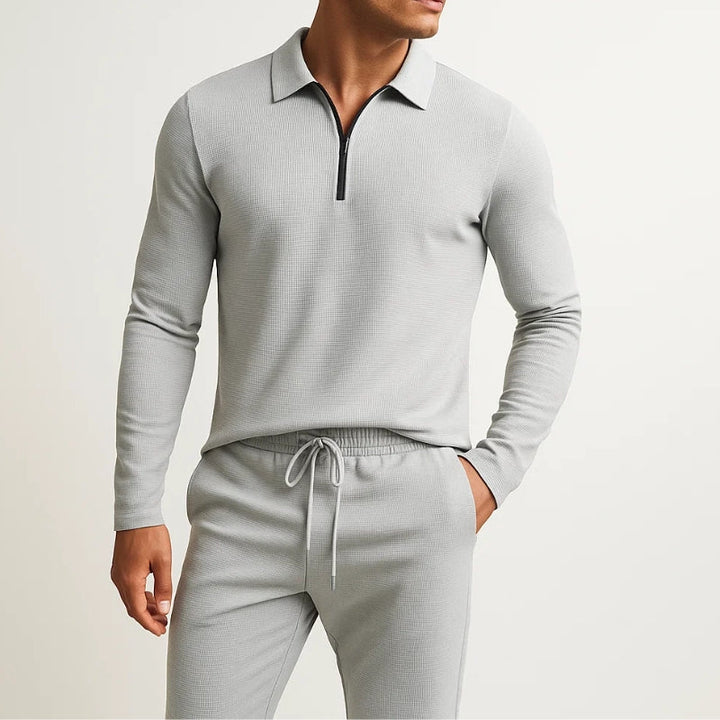 Luca | Herren Strick Set 2-teilig Polo Zip Pullover Jogger Hose