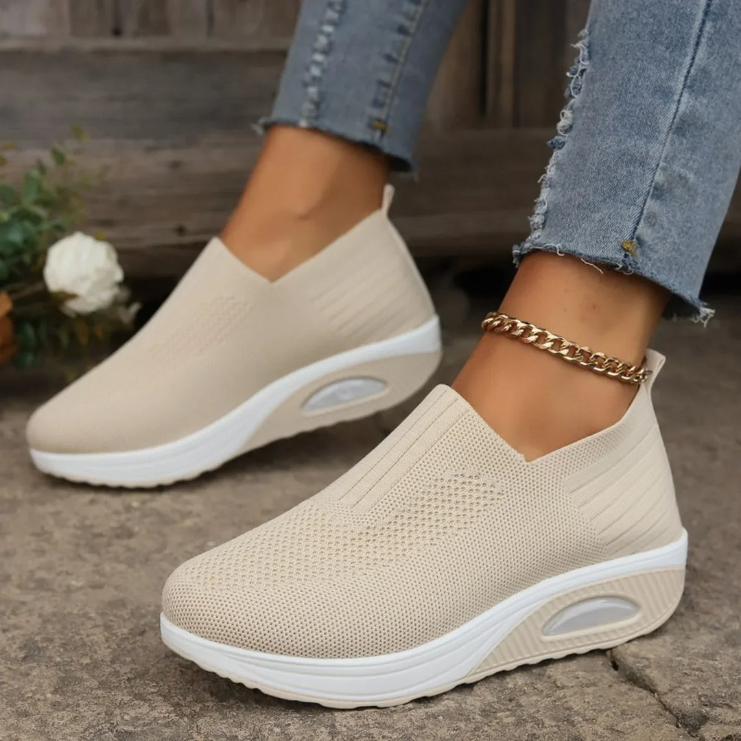 Sofia | Damen Slip-On Sneaker Keilsohle Mesh Freizeitschuhe
