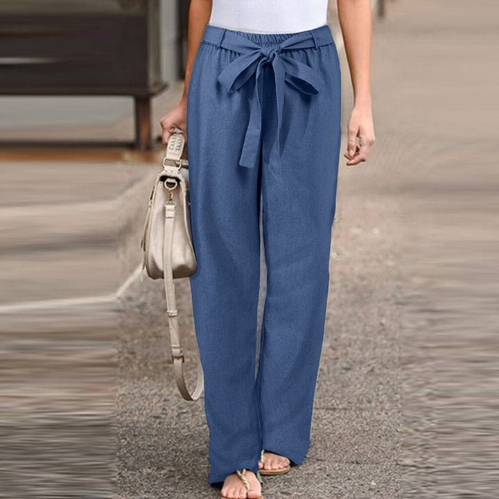 Lea | Damen Hose Weit High Waist Bindegürtel Sommer