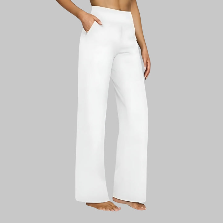 Olla | Damen Highwaist Weite Hose Stretch Freizeithose mit Taschen