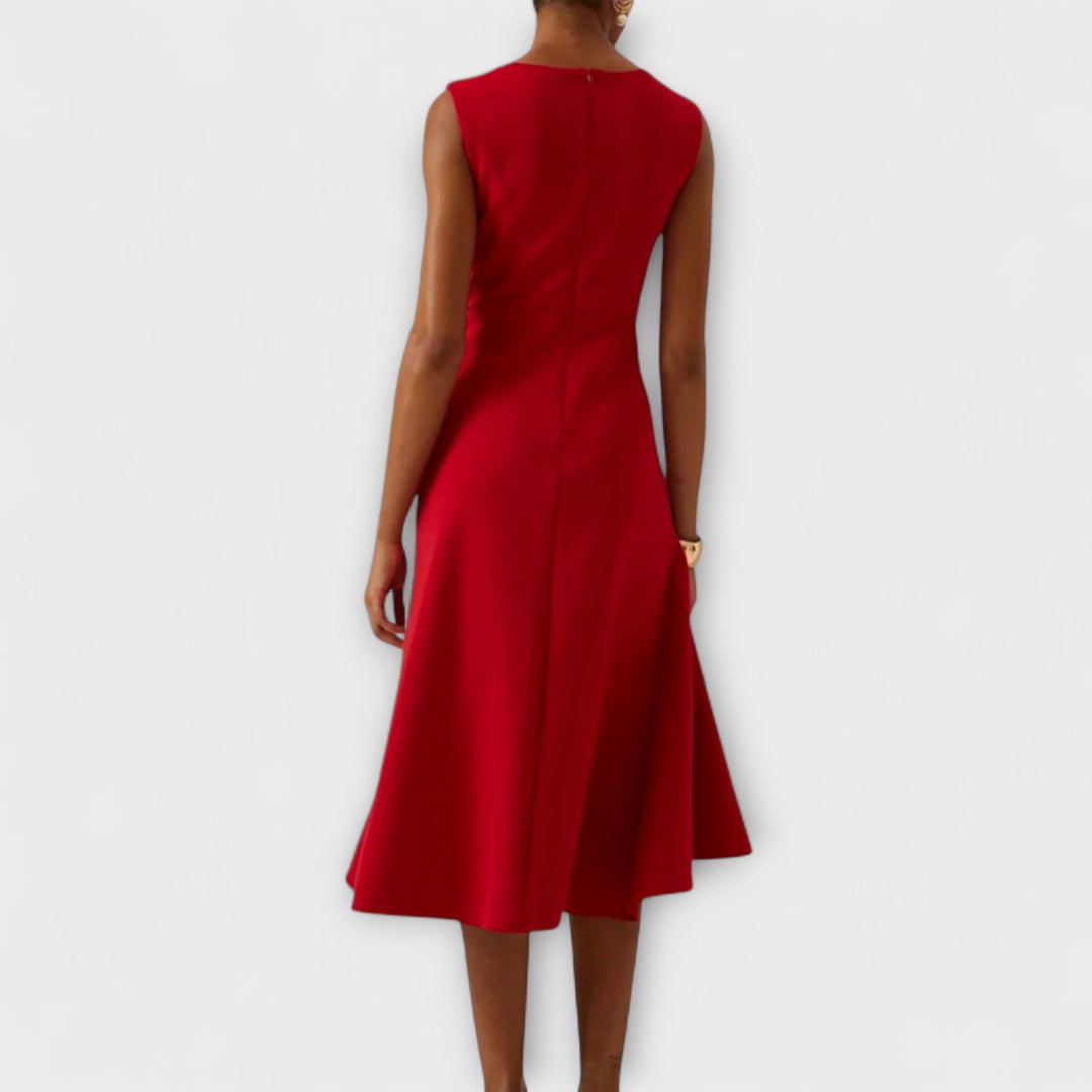 Serena | Damen Midi-Kleid ärmellos asymmetrischer Saum