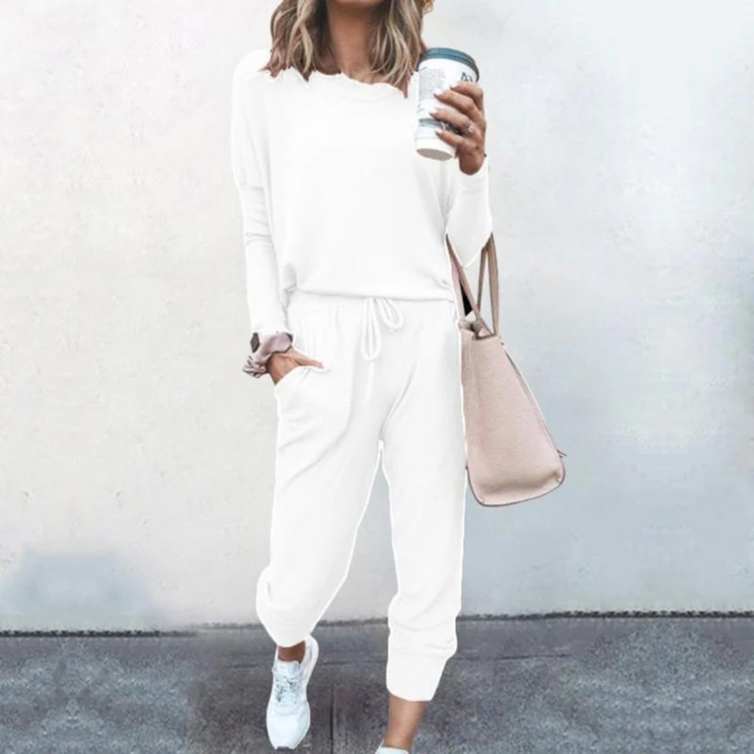 Tara | Damen Jogging Set Zweiteiler Langarm Jogger Hose