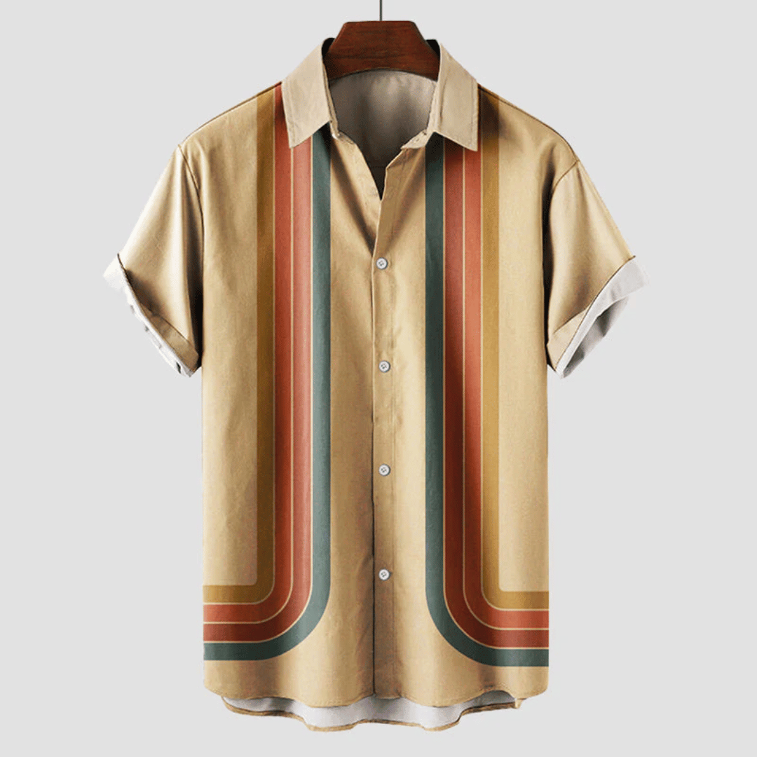 Rio | Herren Retro Kurzarmhemd Freizeithemd mit Streifenmuster