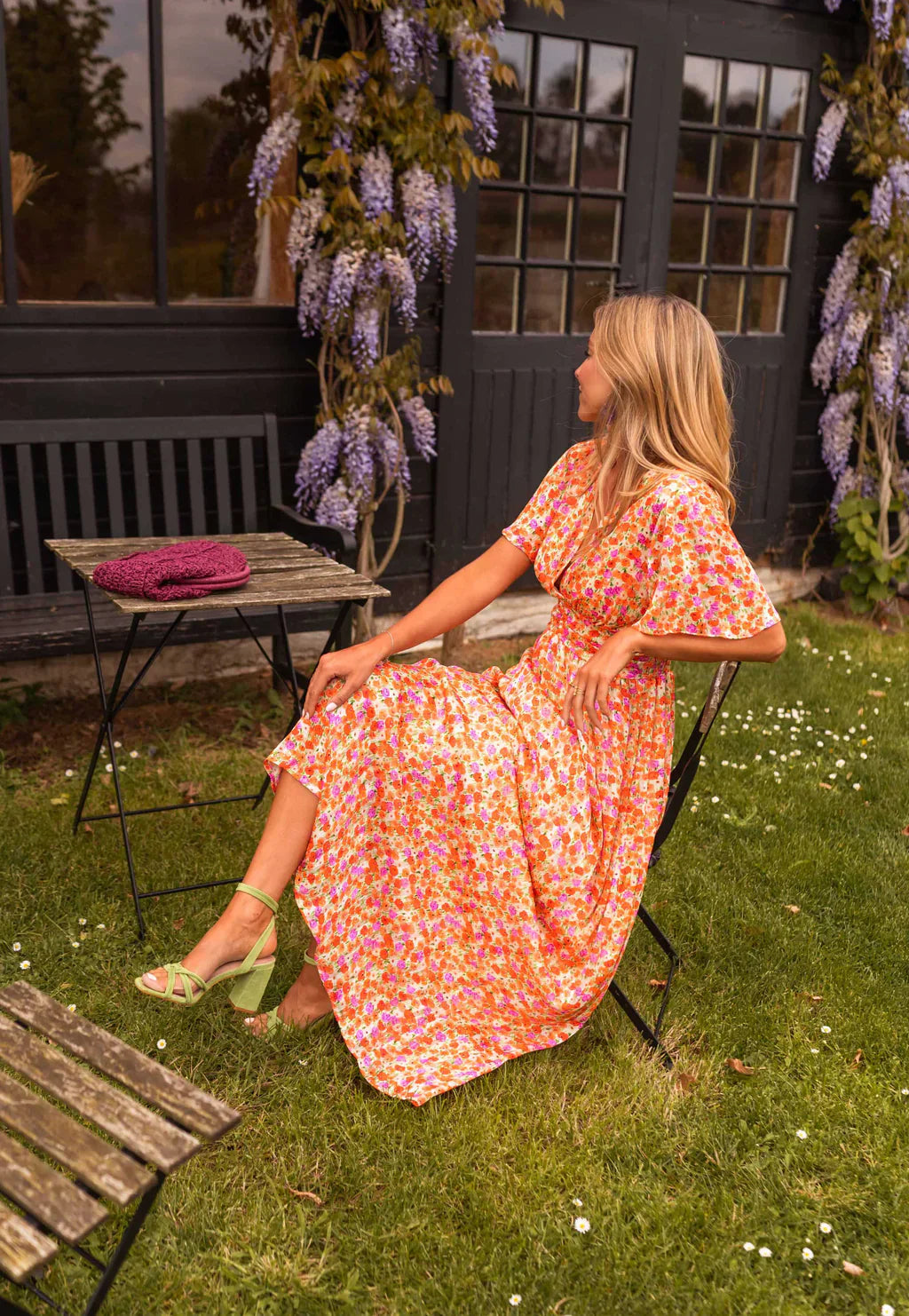 Flora | Damen Maxikleid Blumenprint V-Ausschnitt Sommerkleid