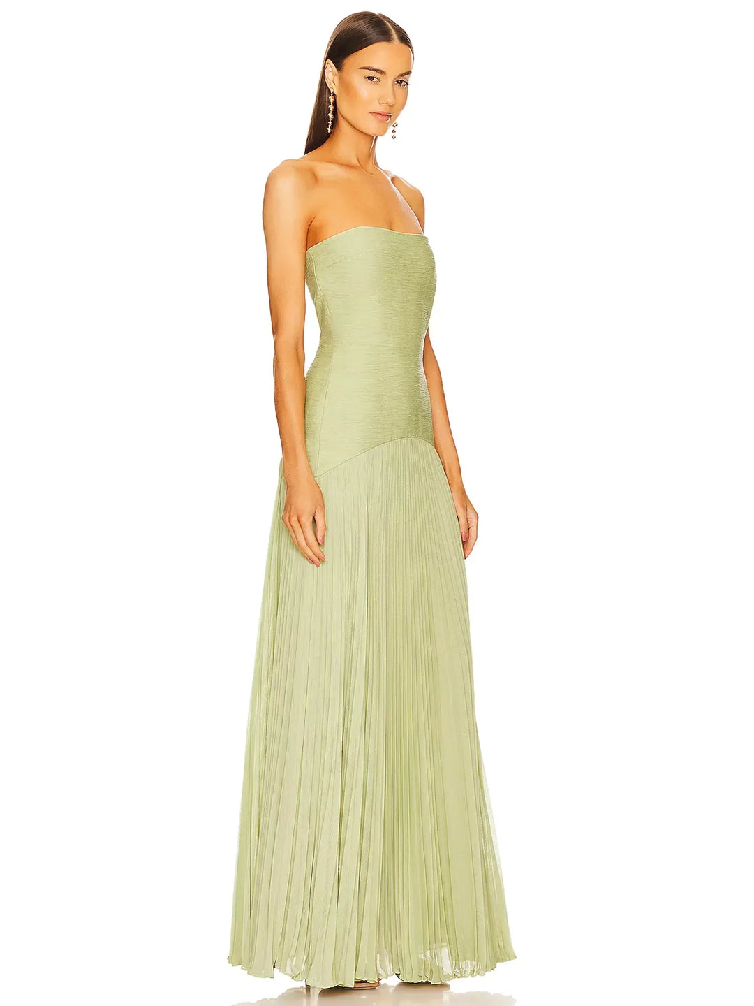 Jaide | Damen Trägerlos Abendkleid Maxi Plissee