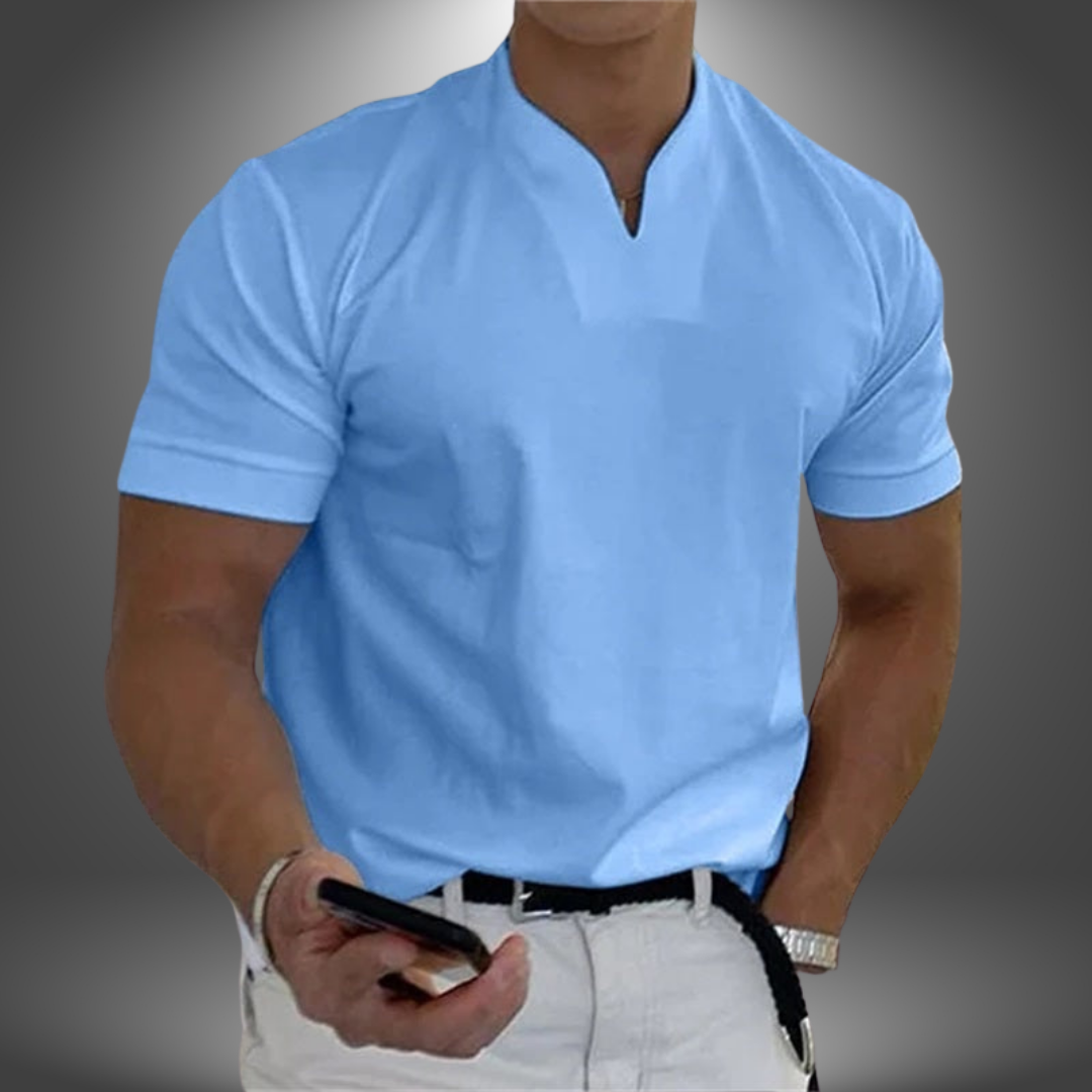 Belo | Herren V-Ausschnitt Shirt Kurzarm Freizeithemd