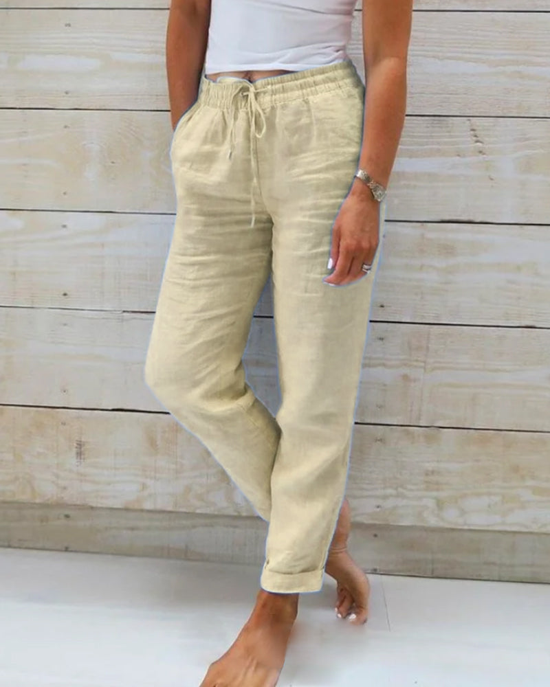 Recka | Damenhose Bequeme Freizeithose mit Kordelzug