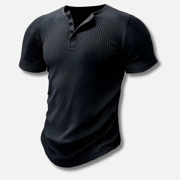 Dean | Herren Henley T-Shirt Kurzarm Slim Fit Geripptes Shirt