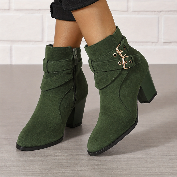 Gerda | Damen Stiefelette mit Schleife und Blockabsatz