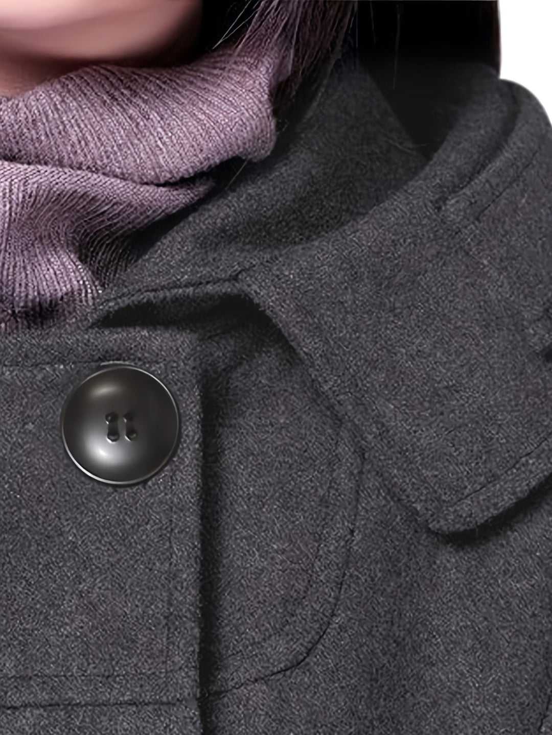 Gerswinda | Damen Zweireihiger Mantel Midi-Länge - Black - Image 12