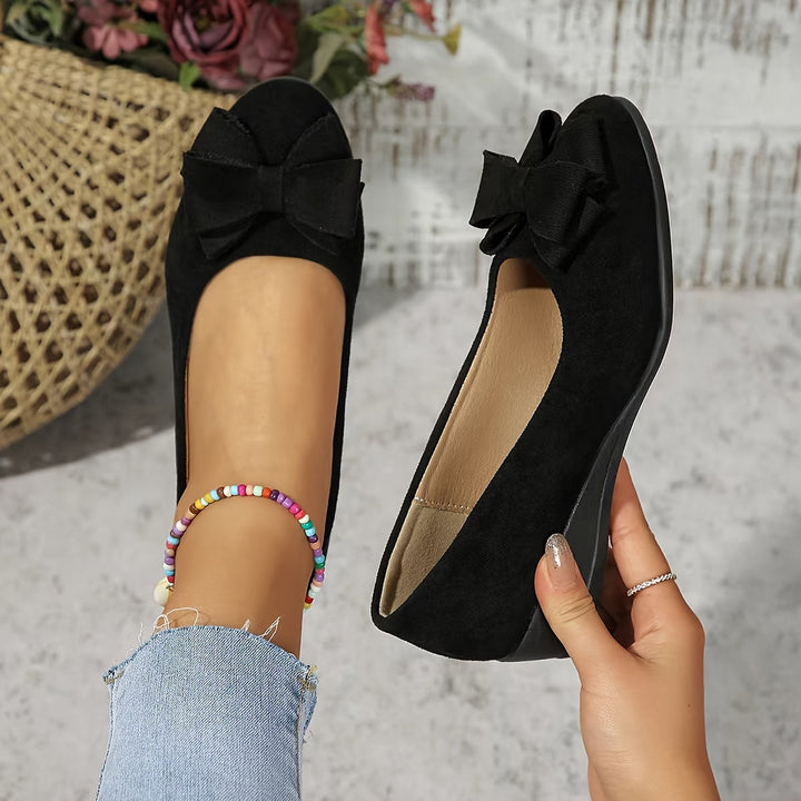 Zella | Damen Ballerinas mit Schleife Wildleder-Optik