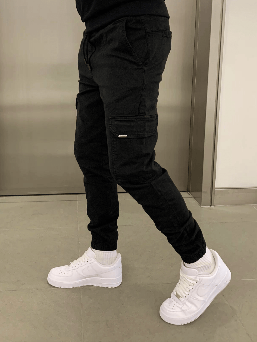 Mico | Herren Cargo Jogger Slim Fit Tunnelzug Seitentaschen