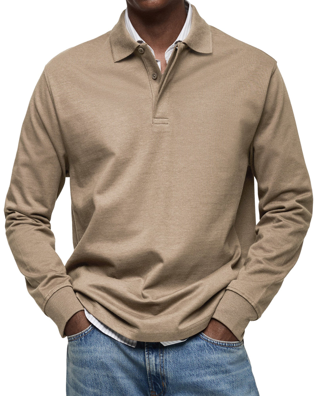 Ben | Herren Rugby Polo Sweatshirt Langarm Polokragen Anthrazit