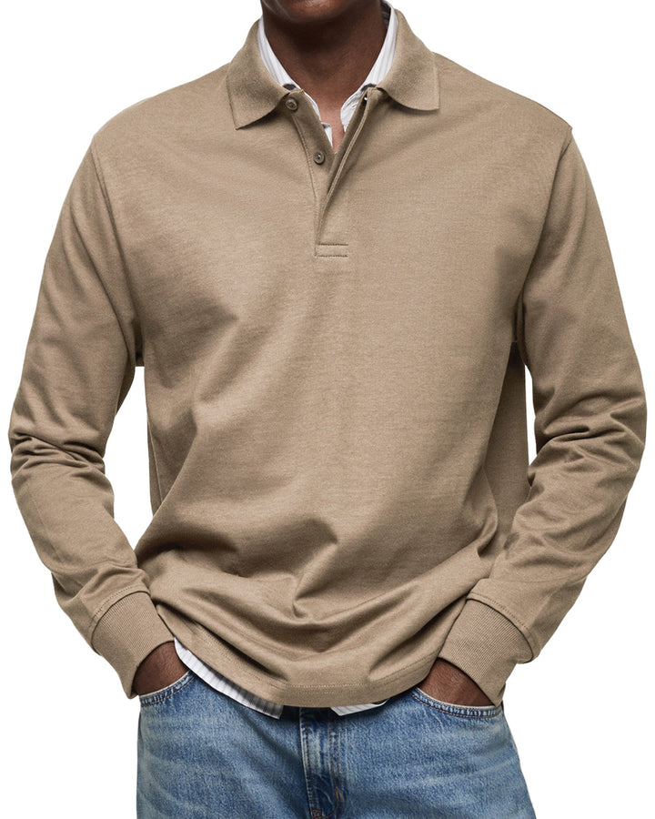 Ben | Herren Rugby Polo Sweatshirt Langarm Polokragen Anthrazit