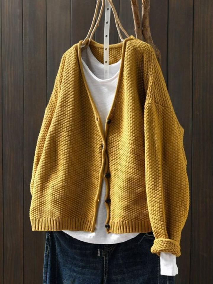 Feodora | Damen Strickjacke V-Ausschnitt Oversized