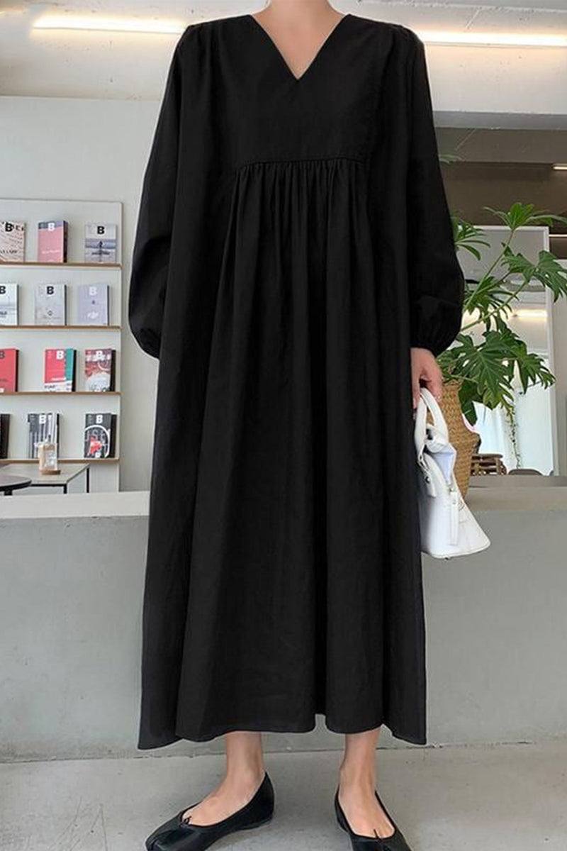 Terra | Damen Midikleid V-Ausschnitt Puffärmel Unifarbe Terrakotta