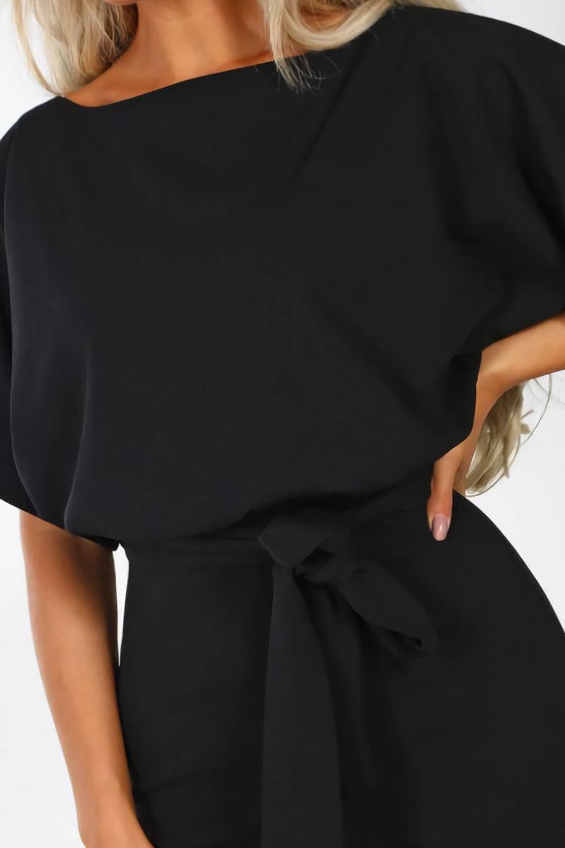 Vivi | Damen Jumpsuit Kurzarm Wide Leg Bindegürtel
