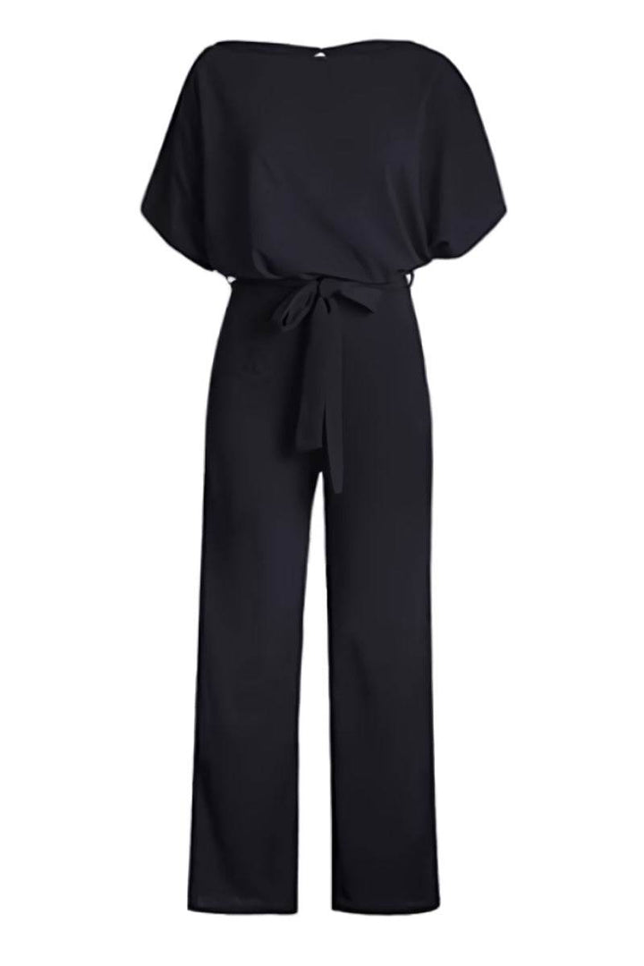 Vivi | Damen Jumpsuit Kurzarm Wide Leg Bindegürtel