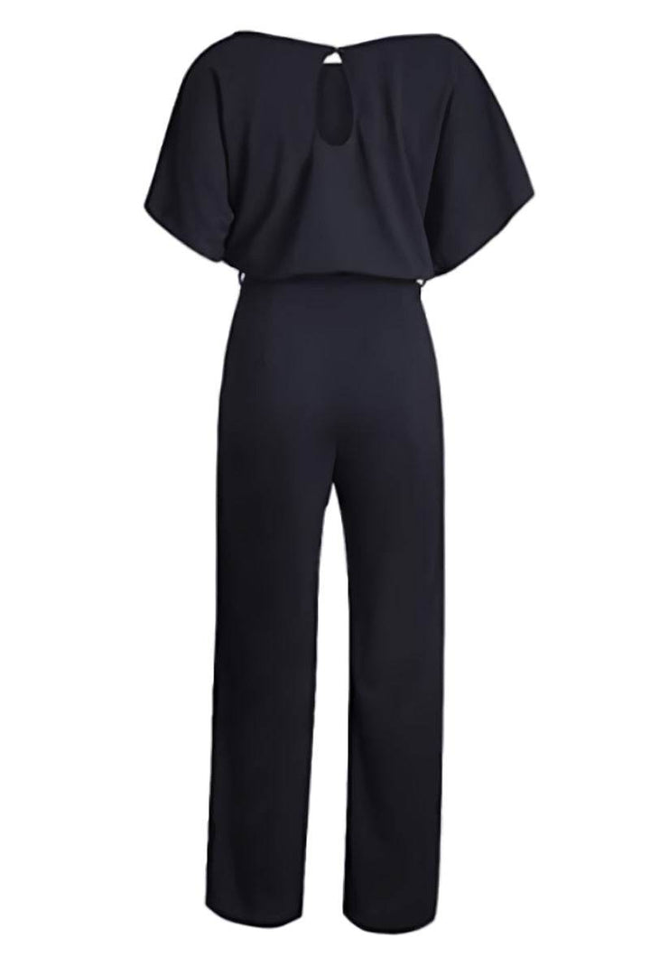 Vivi | Damen Jumpsuit Kurzarm Wide Leg Bindegürtel