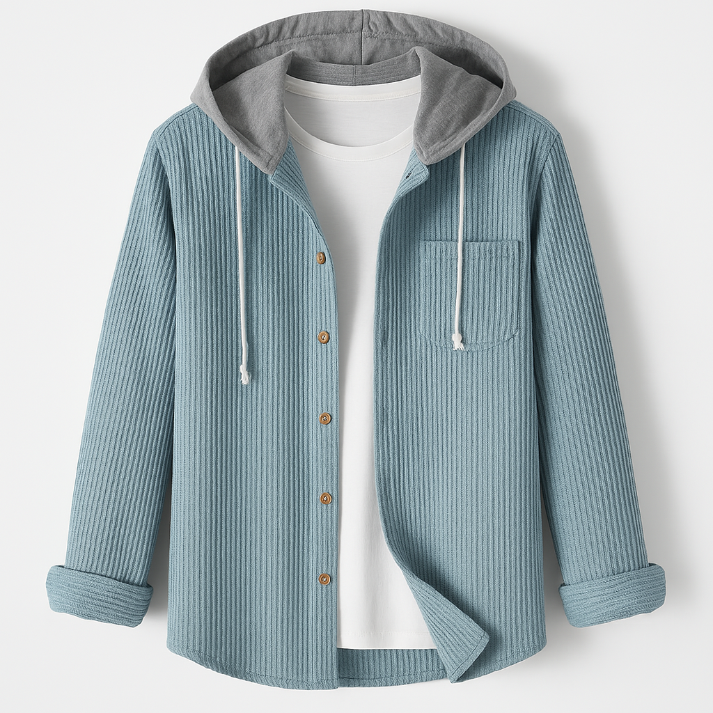 Ridge | Herren Cord Hemdjacke Kapuze Überhemd Shacket