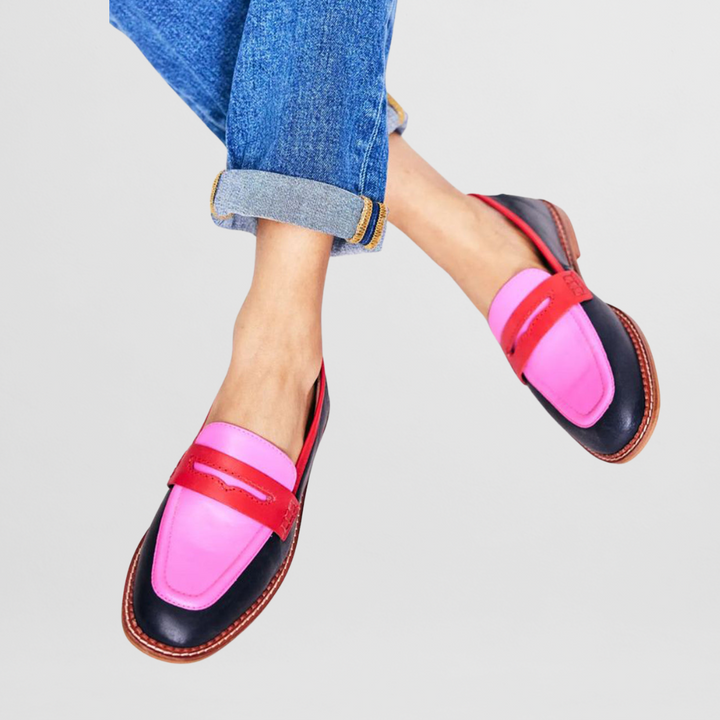 Clara | Damen Loafer Blockfarben Flache Slipper Bunt