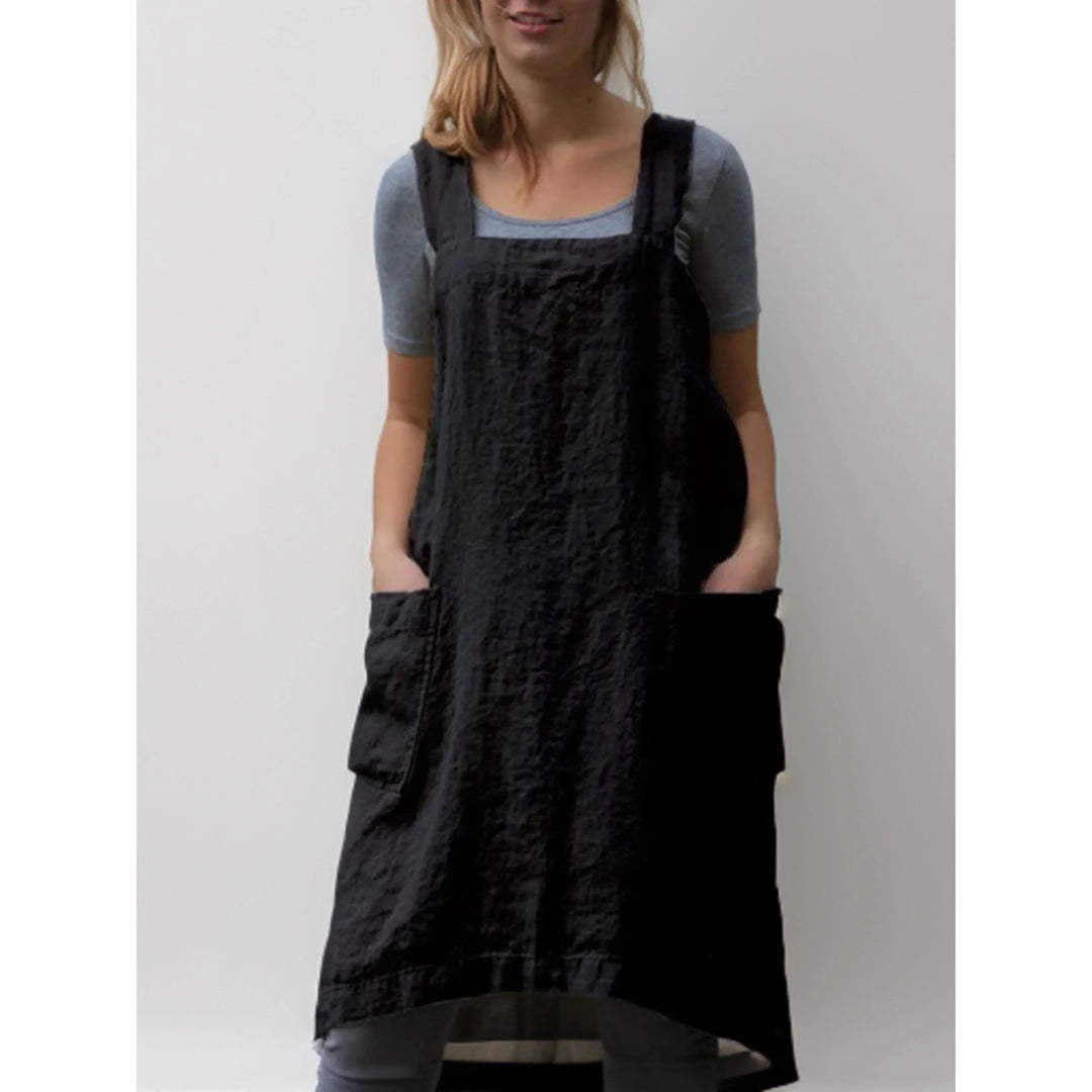 Nova | Damen kleid Trägerkleid Schürzenkleid mit Taschen