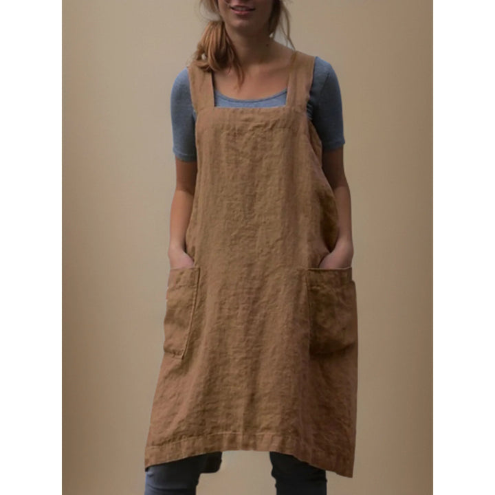 Nova | Damen kleid Trägerkleid Schürzenkleid mit Taschen