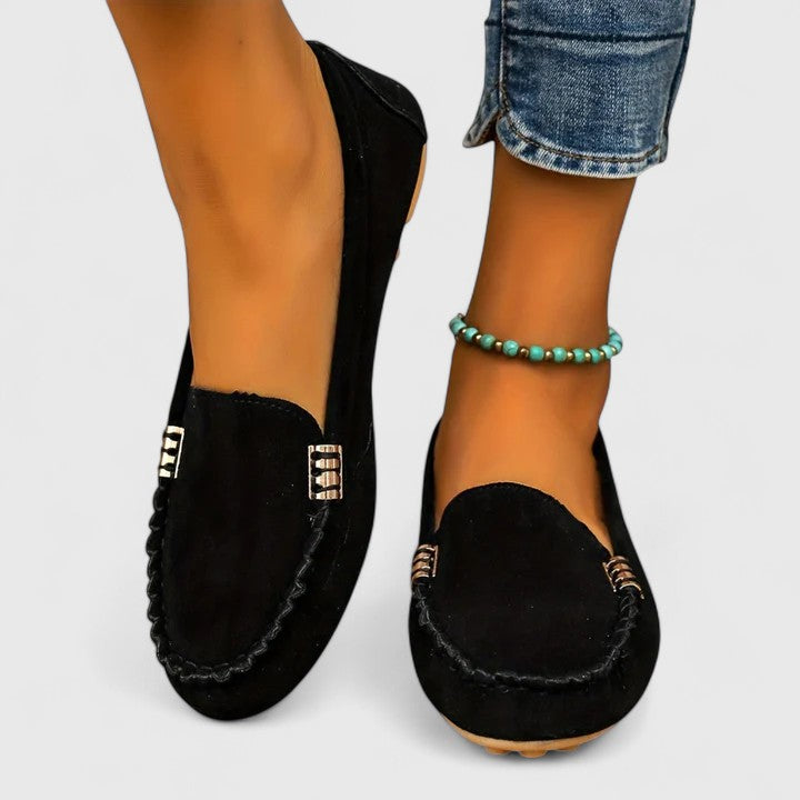 Rubie | Damen Loafer Velours Slip-On Flache Schuhe Freizeitschuh