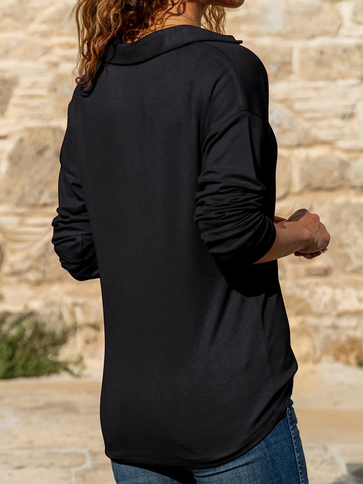 Tara | Damen Half-Zip Pullover Langarm Casual Oberteil Polo