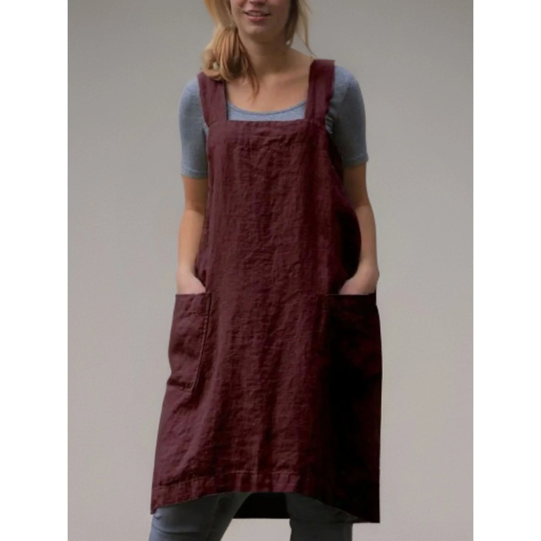 Nova | Damen kleid Trägerkleid Schürzenkleid mit Taschen