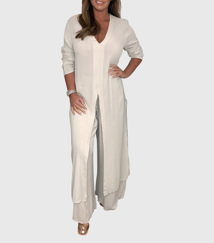 Citra | Damen Zweiteiler Longbluse und Weite Hose Set Elegant