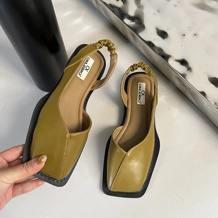 Nora | Damen Slingback Ballerinas Quadratische Zehenpartie Flach
