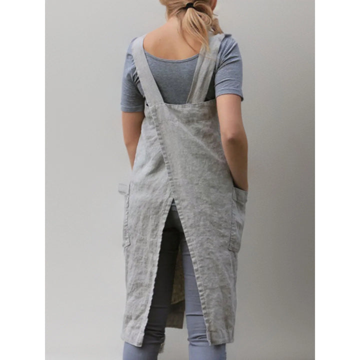 Nova | Damen kleid Trägerkleid Schürzenkleid mit Taschen