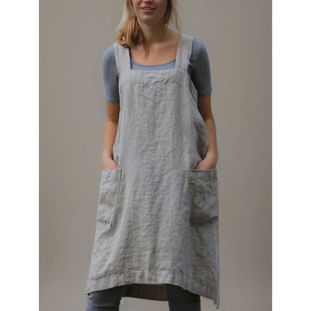 Nova | Damen kleid Trägerkleid Schürzenkleid mit Taschen
