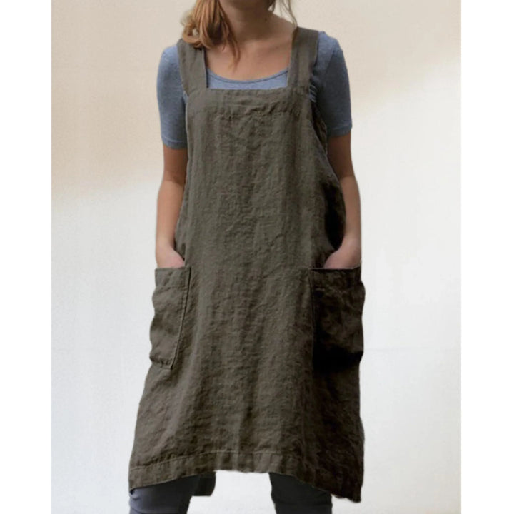 Nova | Damen kleid Trägerkleid Schürzenkleid mit Taschen