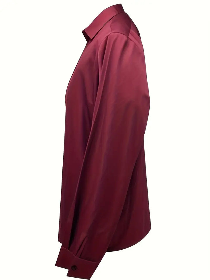 Stella | Damen Satin Bluse Langarm V-Ausschnitt Elegant